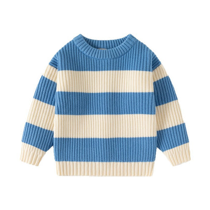 Children's Striped Knit Pullover Sweater | Warm Kids Knitwear