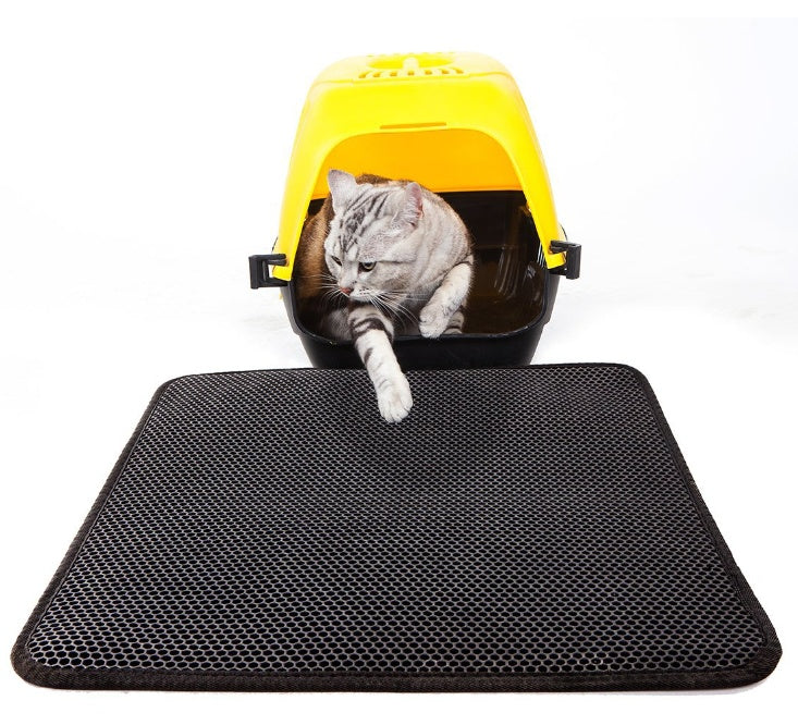 Waterproof Cat Litter Mat – EVA Honeycomb Double Layer | Foldable | Sizes XS–L