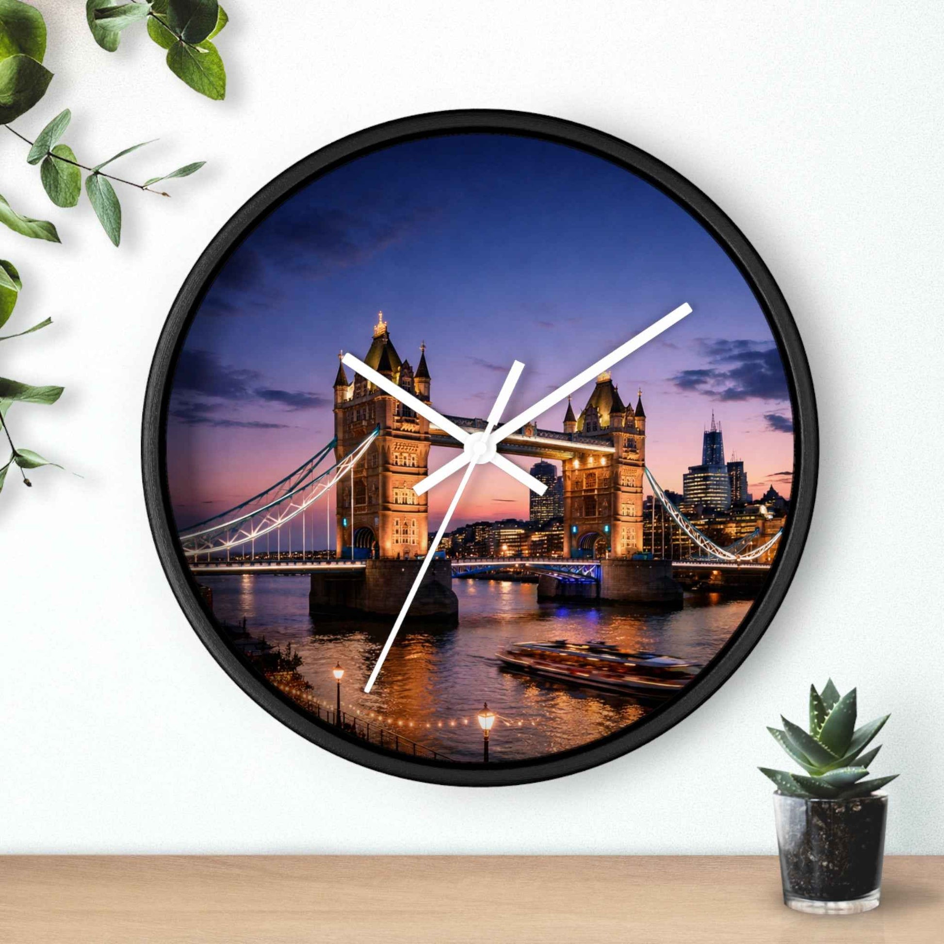London Tower Bridge Wall Clock – Nighttime Cityscape Decorative Timepiece