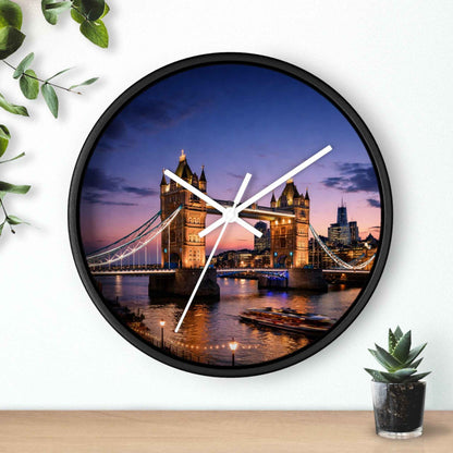 London Tower Bridge Wall Clock – Nighttime Cityscape Decorative Timepiece