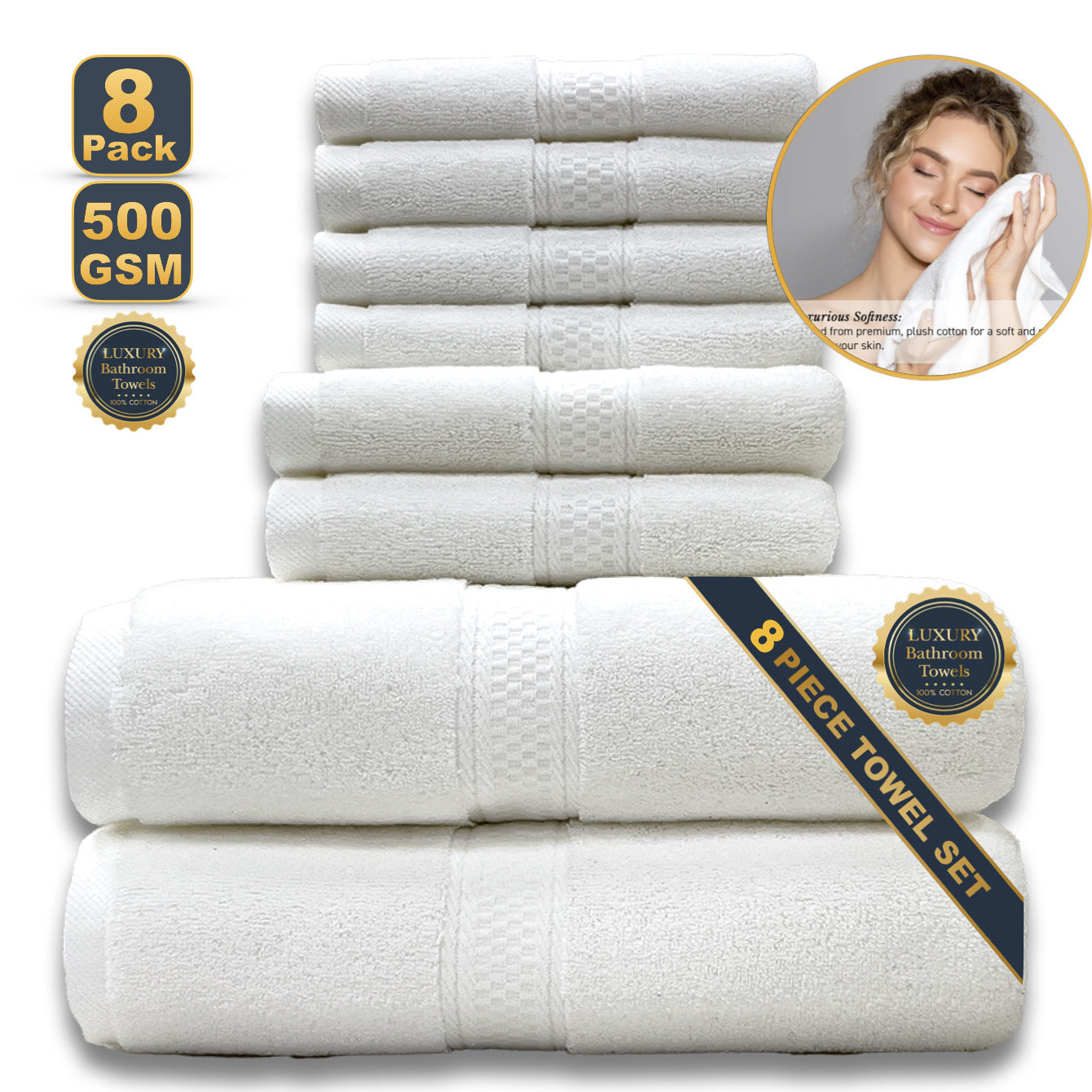 Pure Cotton Jacquard Bath Towel | Rice Grain Weave | 4 Sizes & 5 Colours