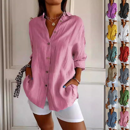 Women's Loose Fit Long Sleeve Cardigan Shirt | 13 Colours | XS–5XL