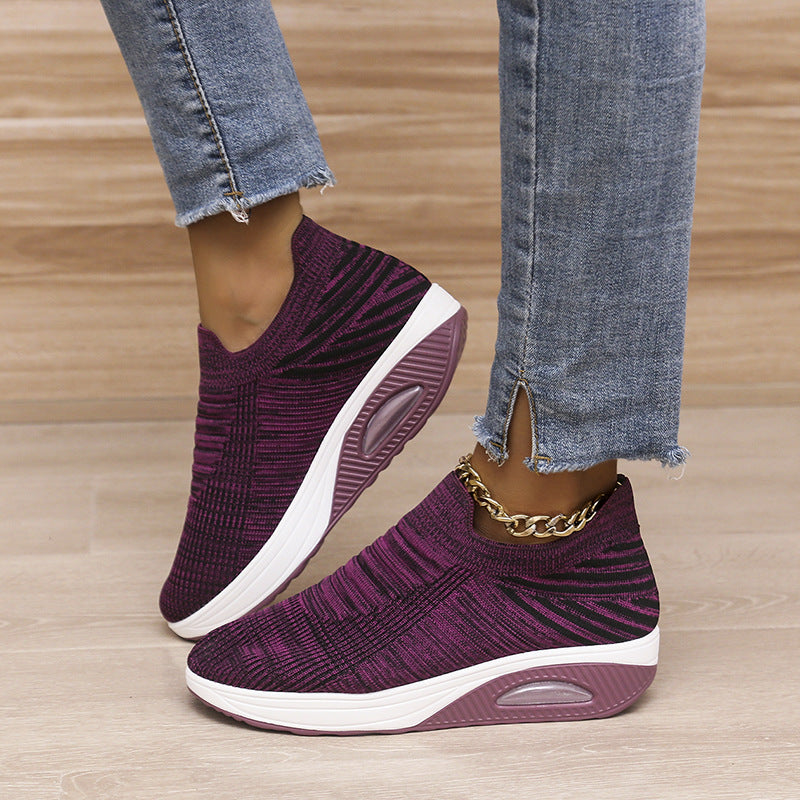 Women's Mesh Wedge Heel Trainers | Breathable Colour Block Shoes