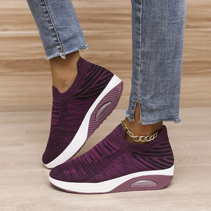Women's Mesh Wedge Heel Trainers | Breathable Colour Block Shoes