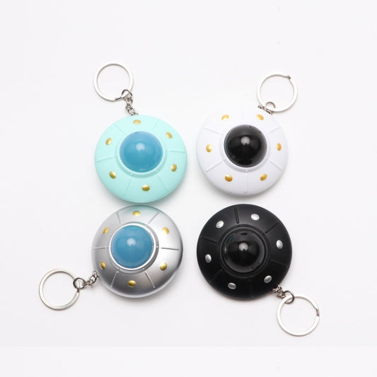 Light-Up Sound Flying Saucer Keychain | Luminous Plastic Pendant | 4 Colours