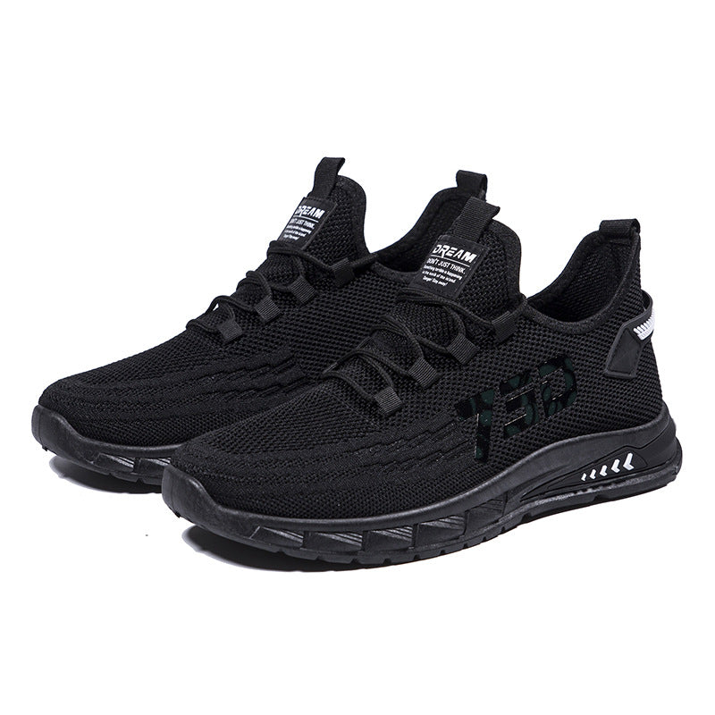 Breathable Mesh Low-Top Sports Casual Trainers - Lace-Up Rubber Sole