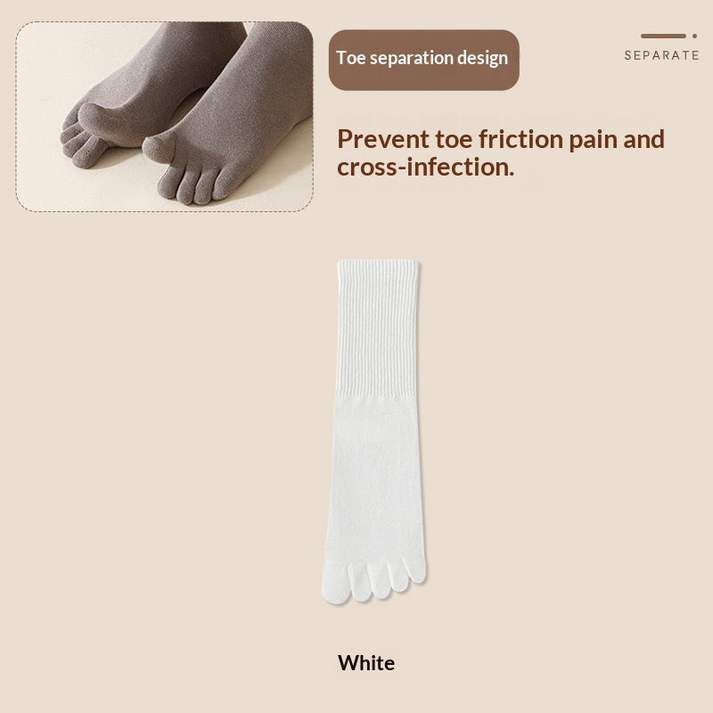 Men's Five-Toe Cotton Socks – Antibacterial Sweat-Absorbent Mid-Calf Toe Socks 7 Colours