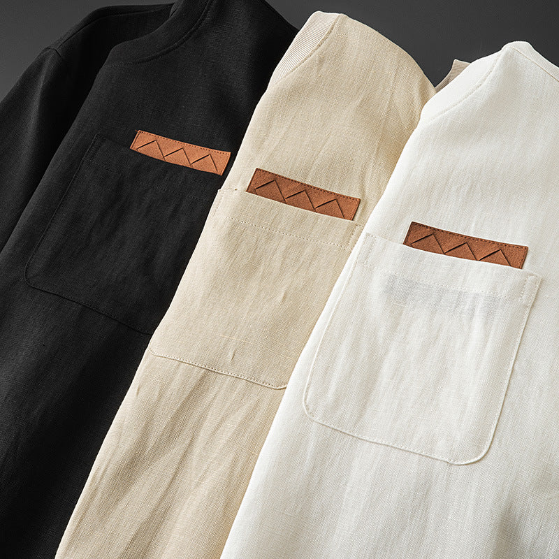 Men's Ice Silk Linen Blend T-Shirt | Lightweight Short Sleeve