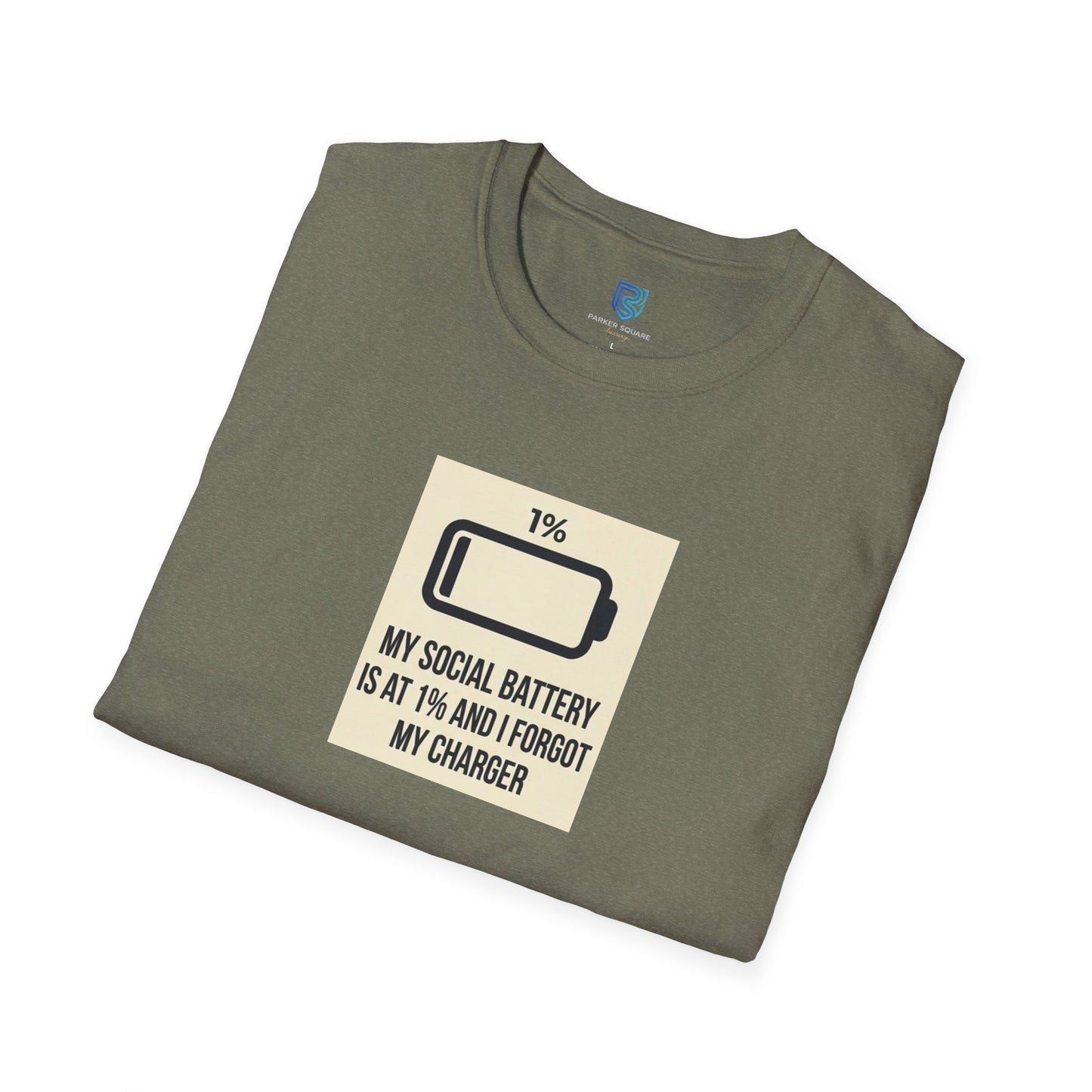 "My Social Battery Is At 1%" Low Battery Graphic Tee