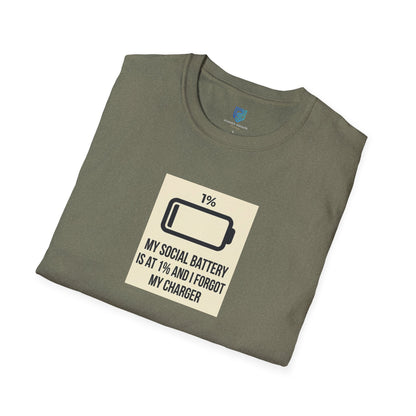 "My Social Battery Is At 1%" Low Battery Graphic Tee