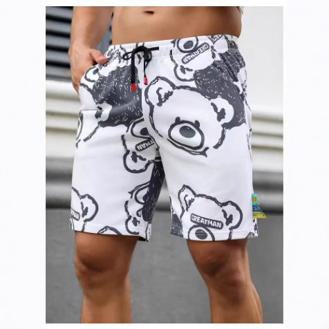 Men's Bear Print Beach Shorts