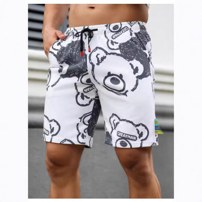 Men's Bear Print Beach Shorts