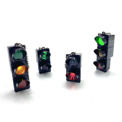 Mini Traffic Light Keychain | Novelty Plastic Pendant | 2 Designs