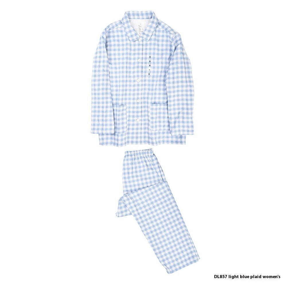 Double-Layer Cotton Pyjama Set | Plaid Loungewear for Men & Women