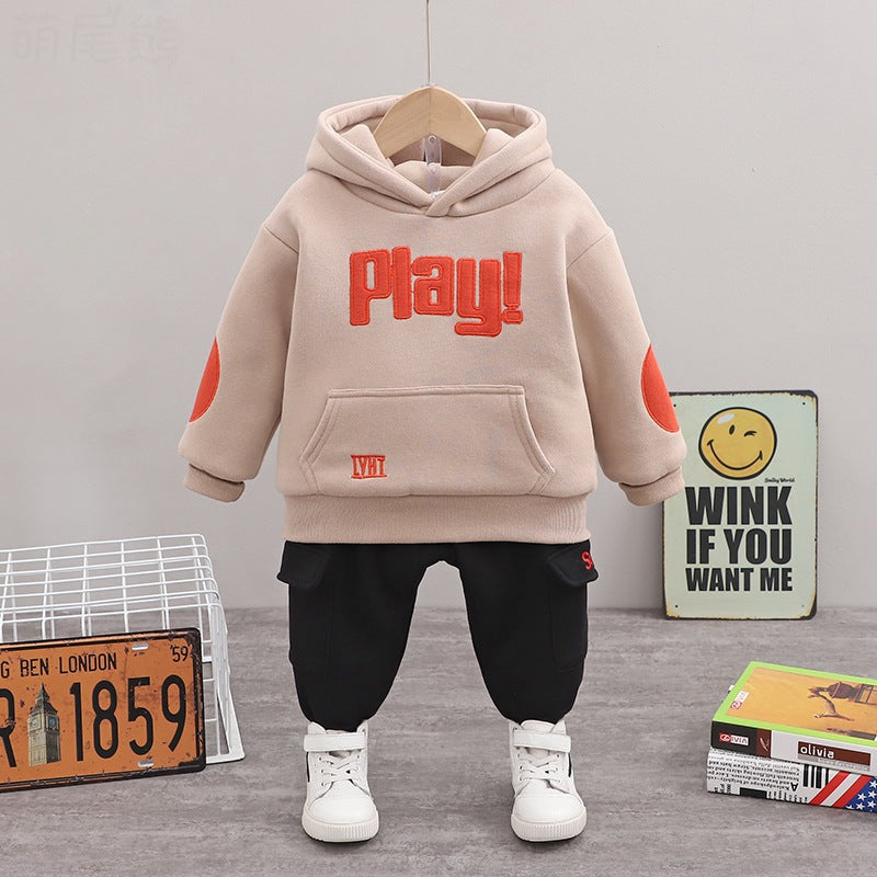 Boys' Hooded Sweatshirt & Trousers Two-Piece Set