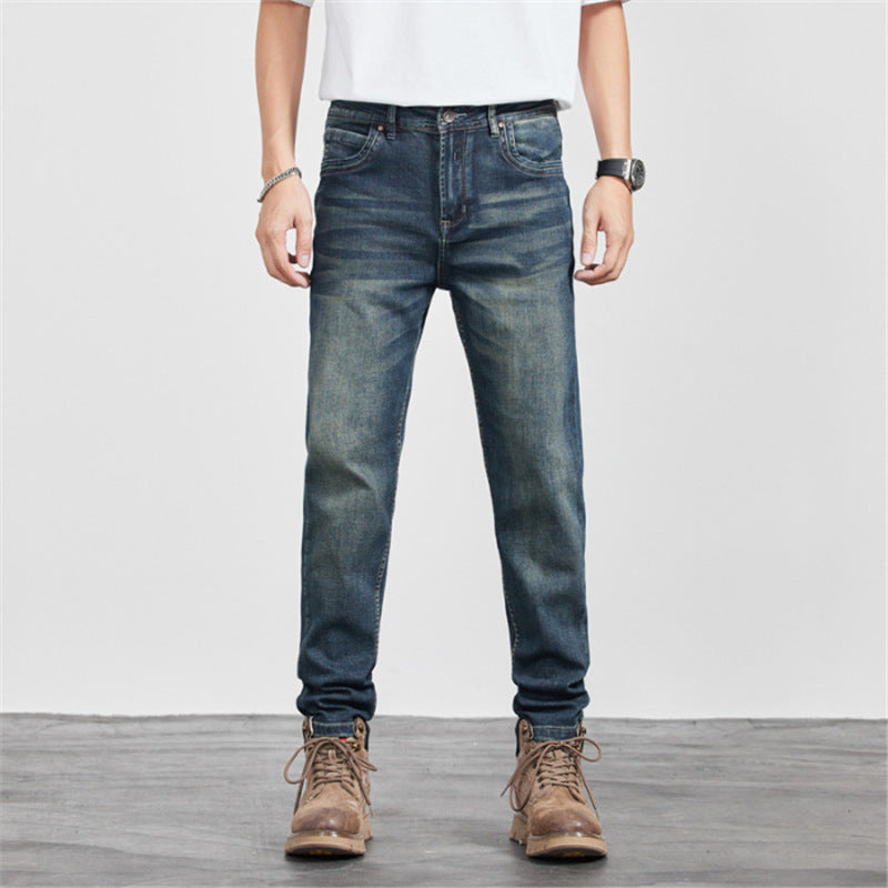 Men's Straight Leg Jeans – Retro Blue Denim, Waist Sizes 28–38