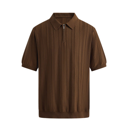Men's Half-Zip Knitted Short Sleeve Sweater | Slim Fit