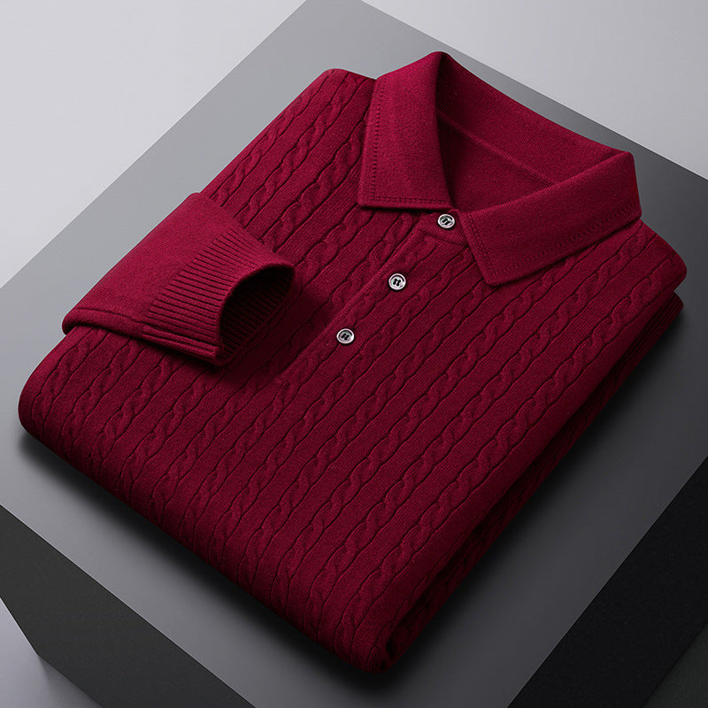 Men's Jacquard Knit Polo Sweater | Viscose Blend