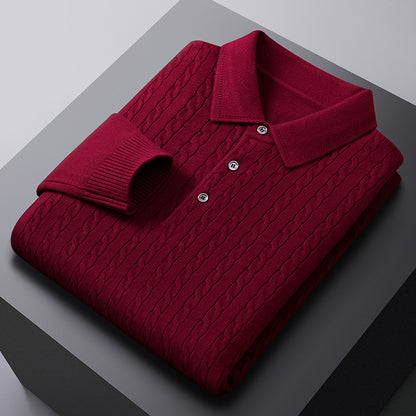 Men's Jacquard Knit Polo Sweater | Viscose Blend