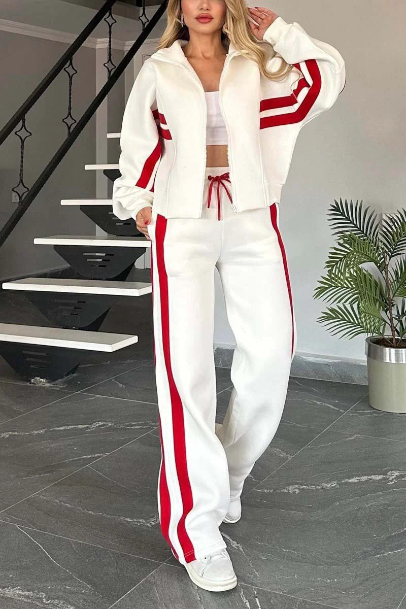 Women's Striped Zip Jacket & Trouser Co-ord Set | S-5XL | 5 Colours