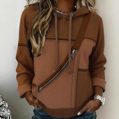 Womens 3D printed Hooded Long sleeve Sweatshirt With No Pockets