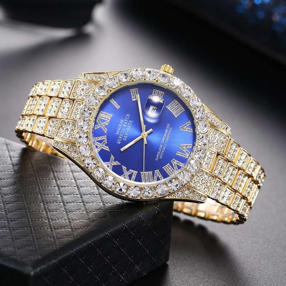 Roman Numeral Quartz Watch | Steel Band Men's Fashion Watch