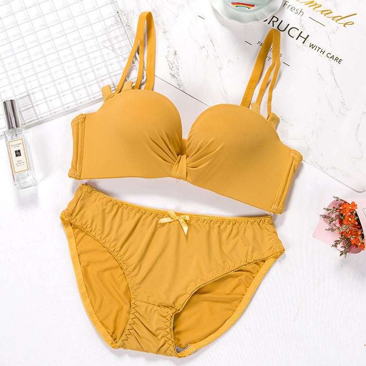 Women's Modal Gathered Bra Set | 1/2 Cup Removable Strap