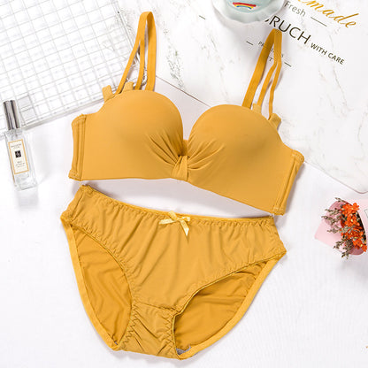 Women's Modal Gathered Bra Set | 1/2 Cup Removable Strap