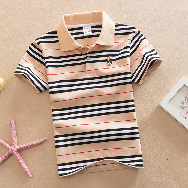 Children's Short Sleeve Striped Cotton Polo T-Shirt | 8 Colours | Ages 2-13