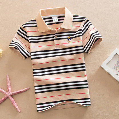 Children's Short Sleeve Striped Cotton Polo T-Shirt | 8 Colours | Ages 2-13
