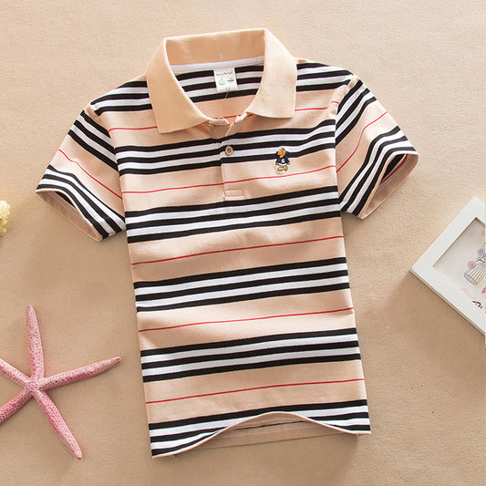 Children's Short Sleeve Striped Cotton Polo T-Shirt | 8 Colours | Ages 2-13