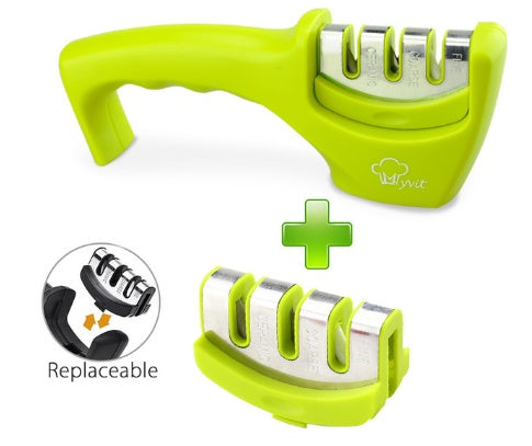 Knife Sharpener — Pull-Through Whetstone Sharpener with Tungsten Steel & Diamond Rods