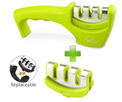 Knife Sharpener — Pull-Through Whetstone Sharpener with Tungsten Steel & Diamond Rods