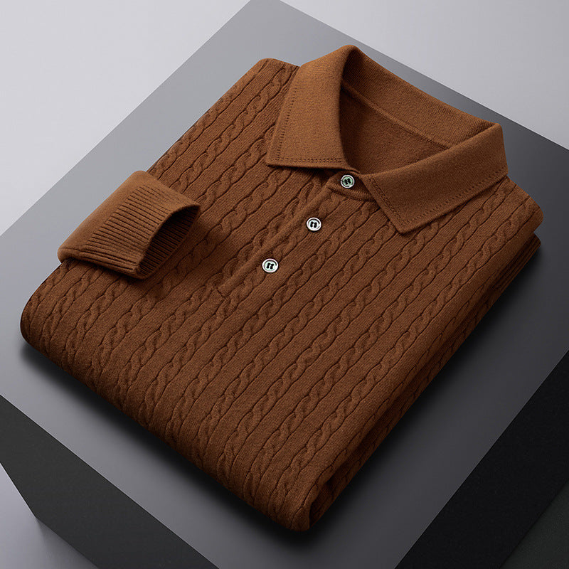Men's Jacquard Knit Polo Sweater | Viscose Blend
