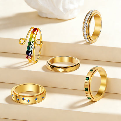 Diamond-Encrusted Stainless Steel Ring | Real Gold Plated Unisex Ring