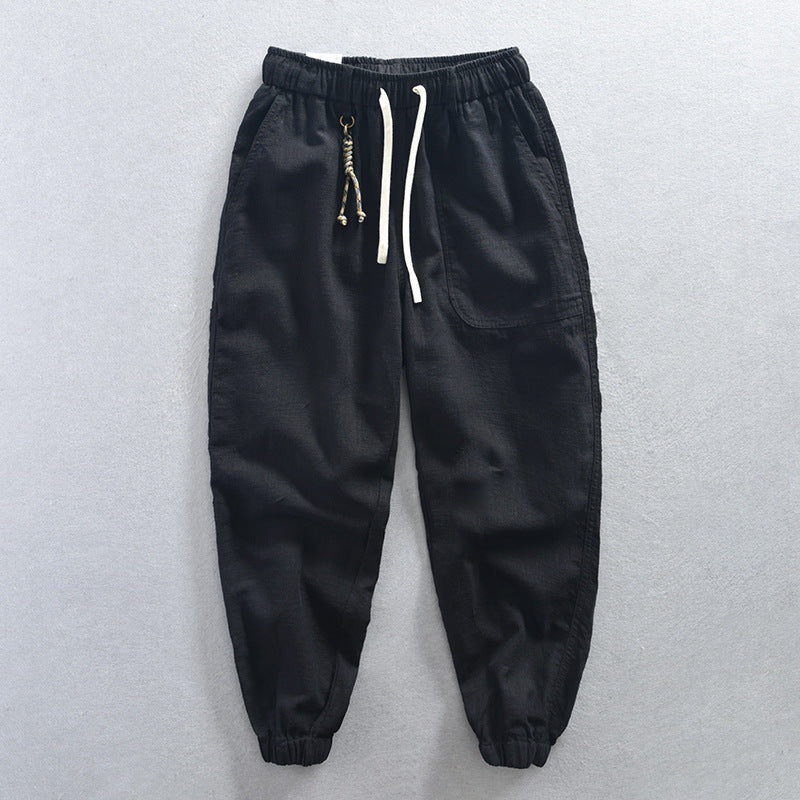Men's Cotton-Linen Tapered Cropped Trousers | 5 Colours M-4XL
