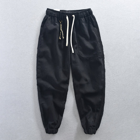 Men's Cotton-Linen Tapered Cropped Trousers | 5 Colours M-4XL