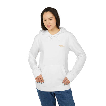 Minimalist Gold Logo Hoodie – White Fleece Unisex Pullover