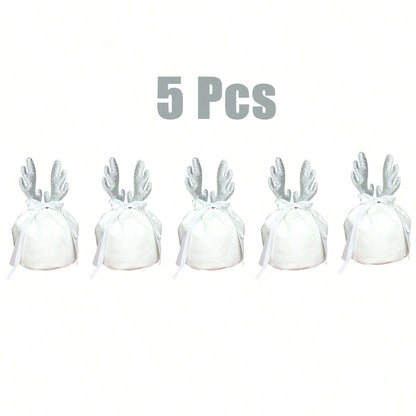 Christmas Velvet Drawstring Gift Pouches | Pack of 5