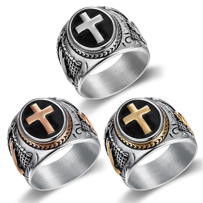 Men's Titanium Steel Geometric Epoxy Ring – European Style Band