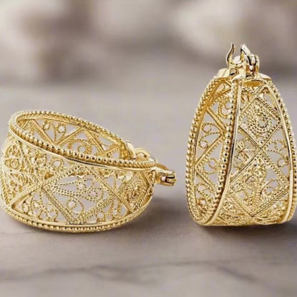 Bridal Open-Drop Earrings | Gold-Plated Copper Wedding Earrings