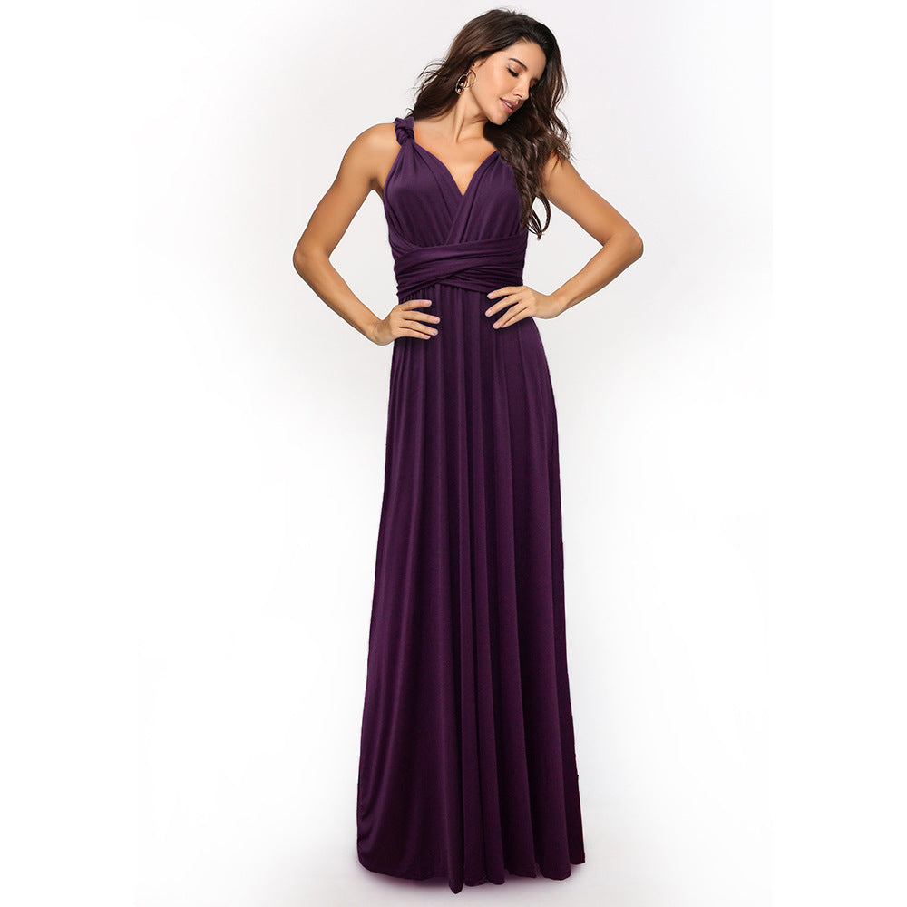 Women's Backless Bandage Maxi Dress with Lace-Up Detail