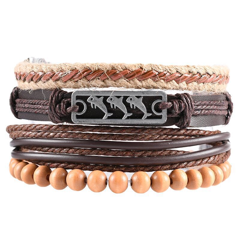 Men's Vintage Leather Bracelet – Woven & Knitted Styles, 30 Designs