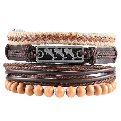 Men's Vintage Leather Bracelet – Woven & Knitted Styles, 30 Designs
