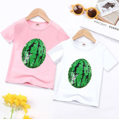 Kids Colour-Changing Short Sleeve T-Shirt – Heat Reactive Glitter Print