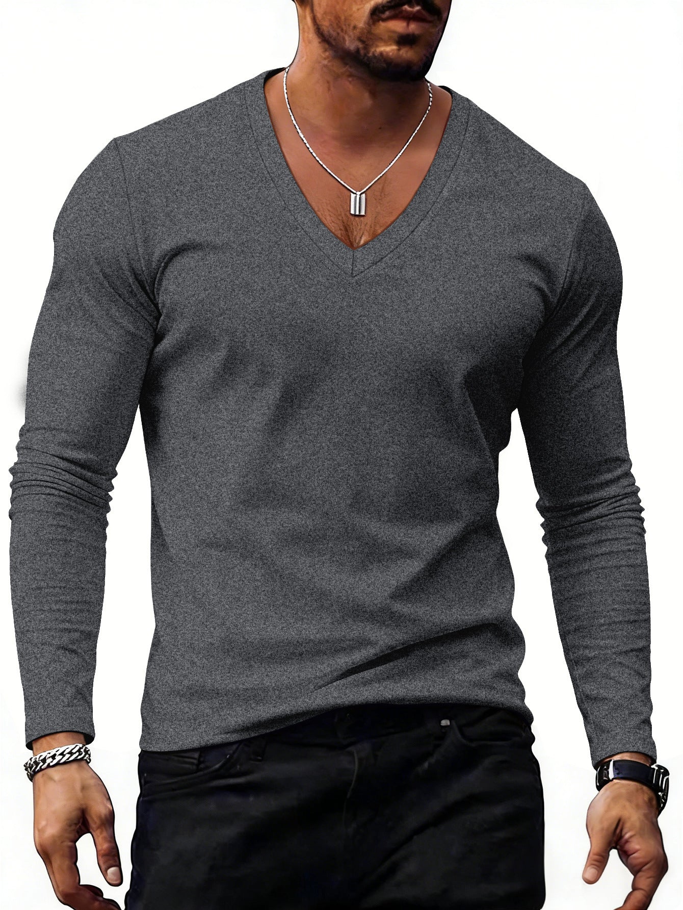 Men's Solid Colour V-Neck T-Shirt - Short Sleeve Casual Tee 7 Colours