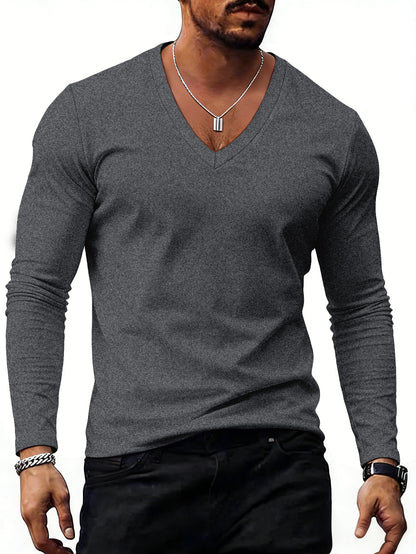 Men's Solid Colour V-Neck T-Shirt - Short Sleeve Casual Tee 7 Colours