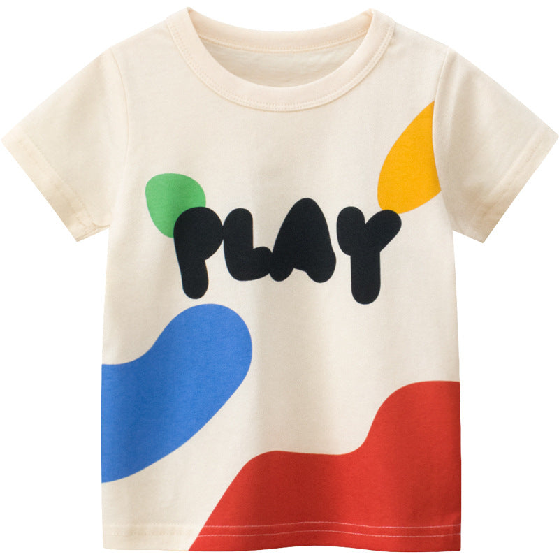 Girls Cartoon Print Cotton T-Shirt – Short Sleeve Summer Top