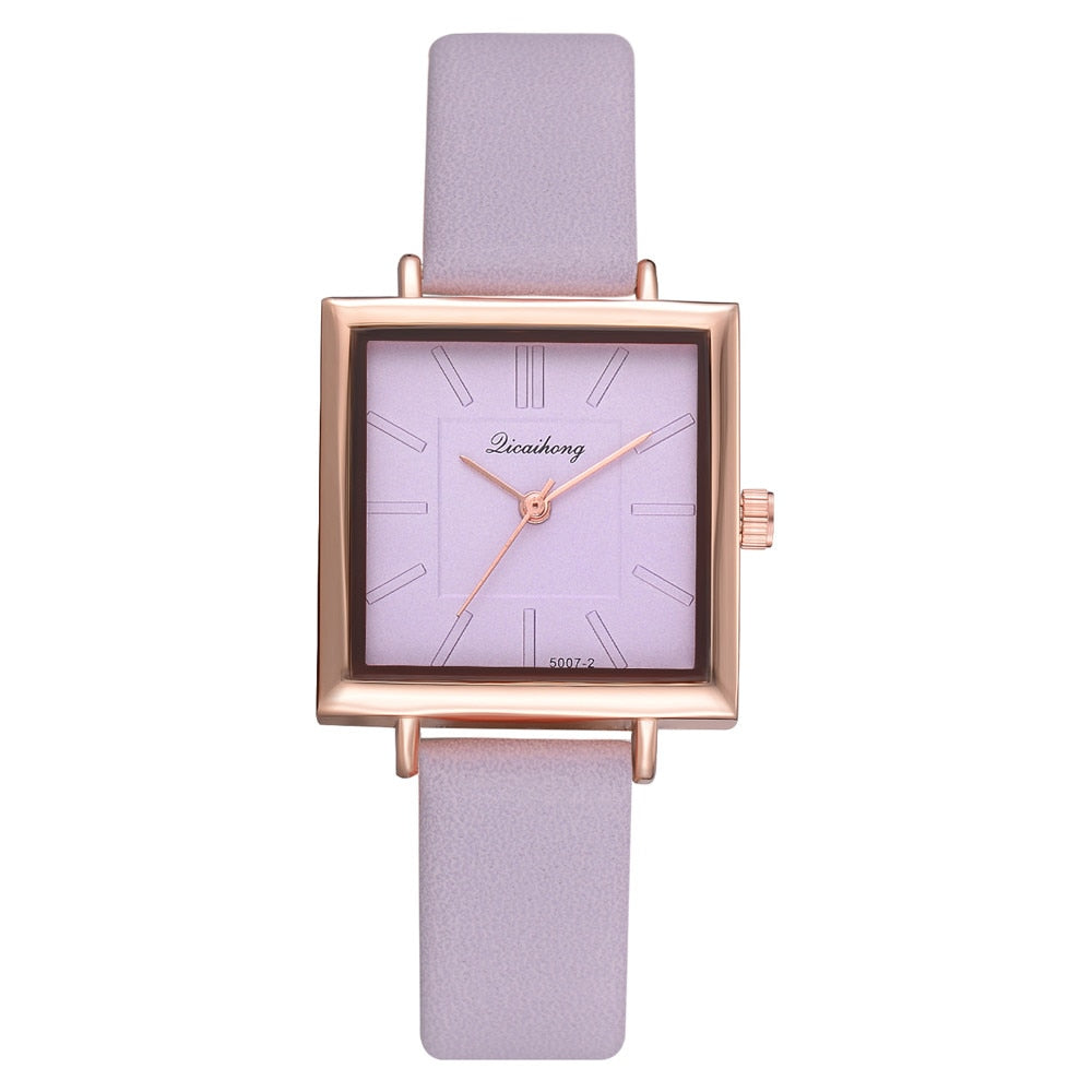 Women's Square Bracelet Quartz Watch | Crystal Leather Strap Dress Watch in 7 Colours