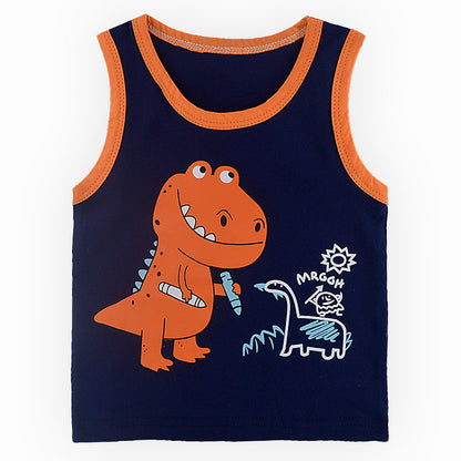 Children's Cartoon Print Cotton Sleeveless Vest | 10 Designs